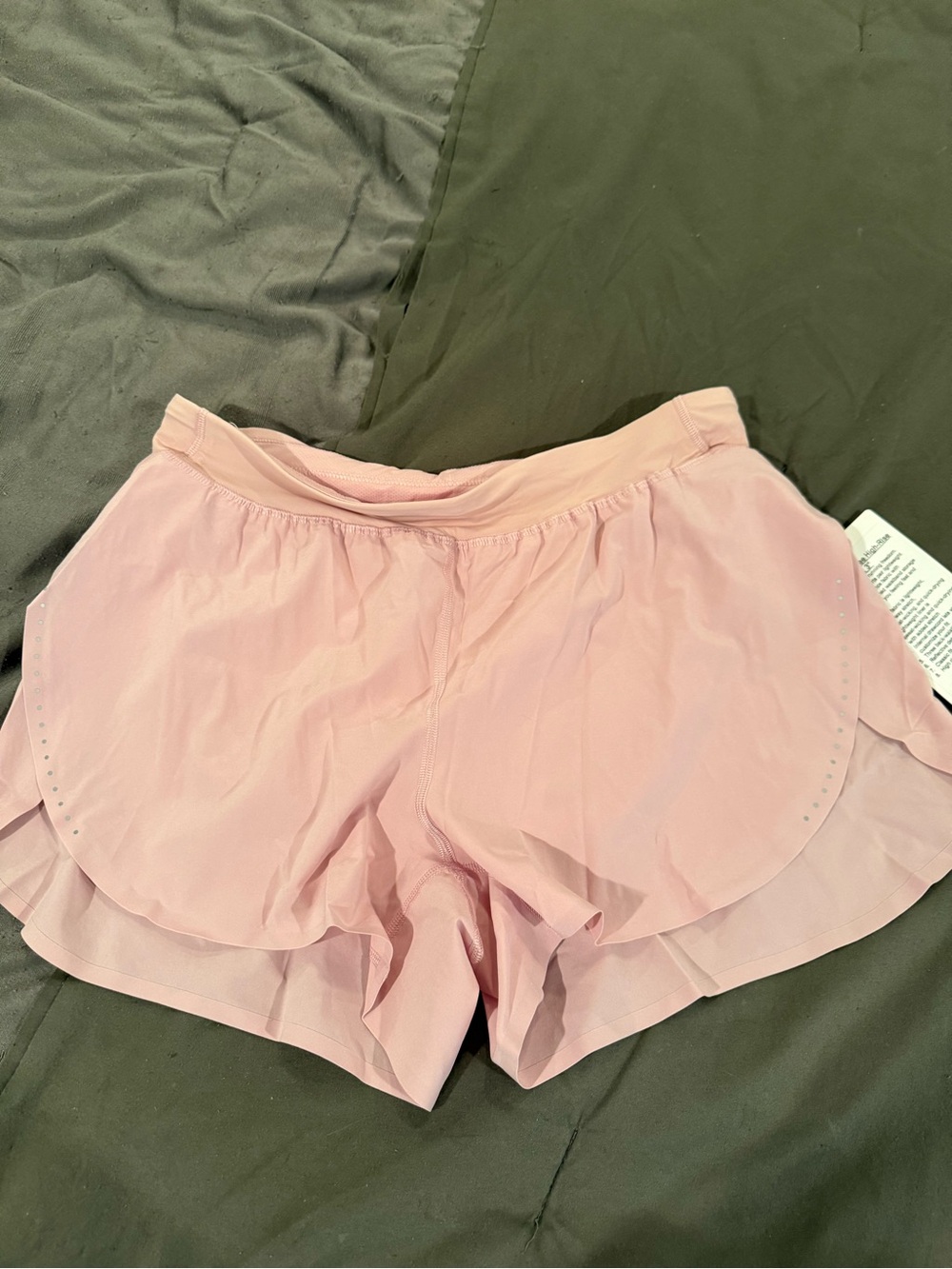Light Pink Women's Athletic Running Shorts with Layered Hem